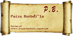 Paizs Borbála névjegykártya