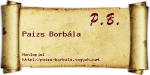 Paizs Borbála névjegykártya
